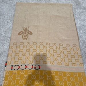 Tan and Gold Bee Pattern Scarf